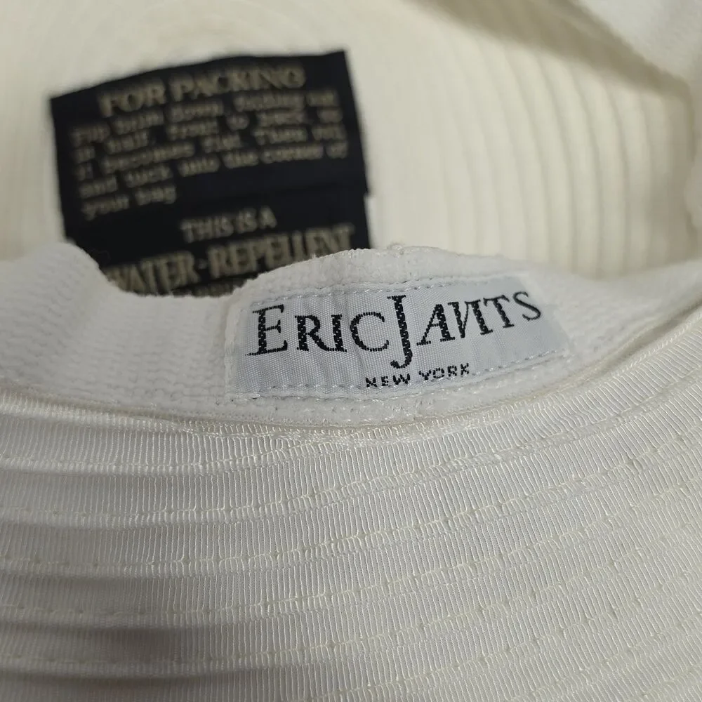 Eric Javits New York Floppy Hat Sun Wide Brim Packable Womens White Woven Travel - Picture 6 of 9